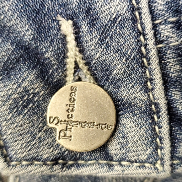 Light Wash Standards + Practices Raw Hem Wide Legged Crop Spring Denim Jeans - Picture 4 of 11